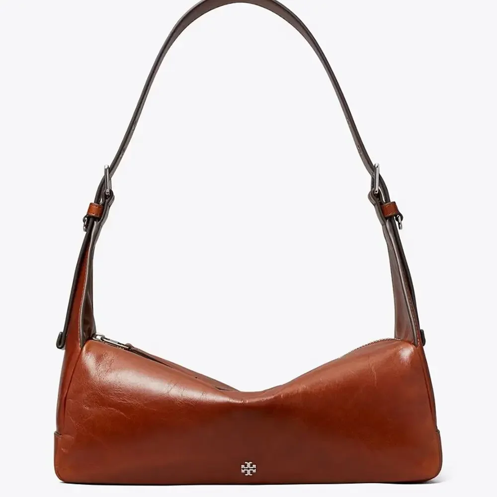 Tory Burch Rory Glazed Shoulder Bag 182691 $450 Aged Brown